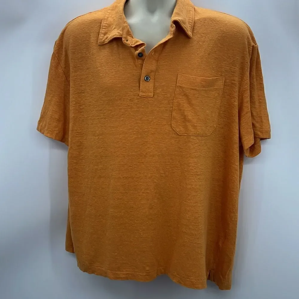 Banana Republic orange 100% linen short sleeve shirt